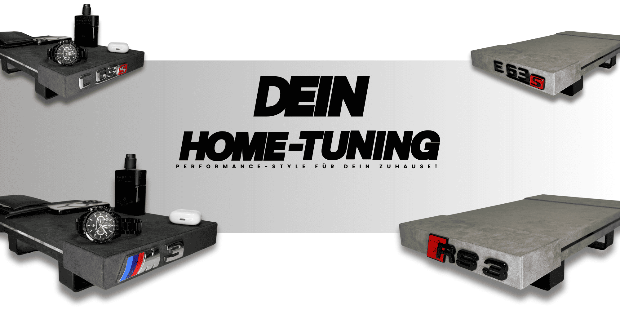 Hochwertige Alcantara-Bretter mit Auto-Logos – die perfekte Tuning-Deko für dein Zuhause